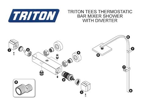 Triton Tees Bar Mixer Shower with Diverter - Chrome (UNTEBMDIV)