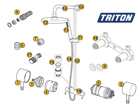 Triton Thames Bar and Diverter (Thames) spares breakdown diagram