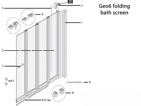 Twyford Geo6 four leaf folding bathscreen