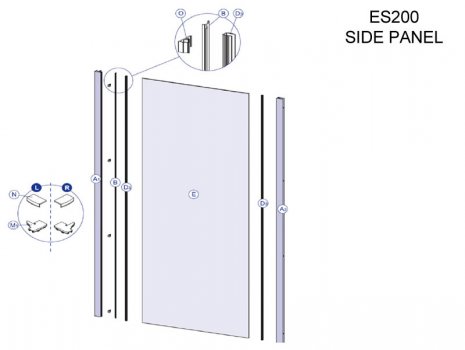 Twyford side panel (ES200 side panel) spares breakdown diagram