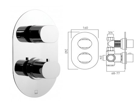Vado Life concealed shower valve (LIF-148C-3/4-C/P) spares breakdown diagram