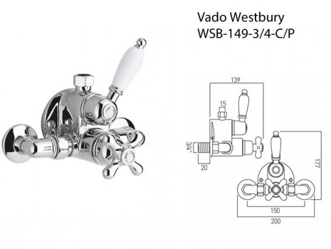 Vado Westbury exposed thermostatic shower valve (WSB-149-3/4-C/P) spares breakdown diagram