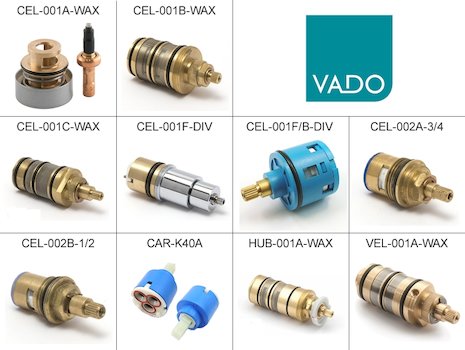 Vado thermostatic/ceramic/diverter/flow cartridges spares breakdown diagram